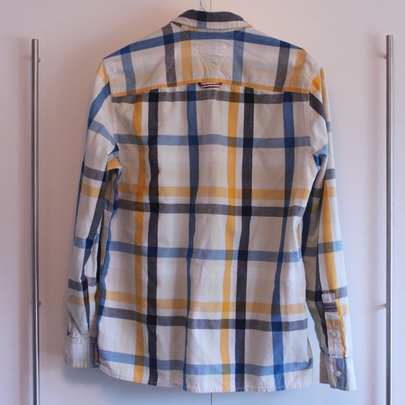 Tommy Hilfiger Denim - Slim Fit, Blue, Yellow and White Shirt Men's US M - Picture 2 of 12